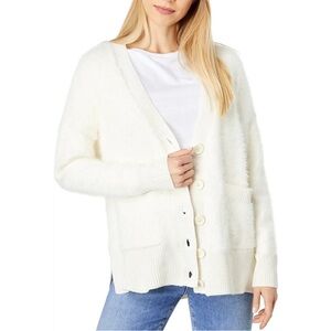 Sanctuary, Size L, long cream colored button up cardigan.
